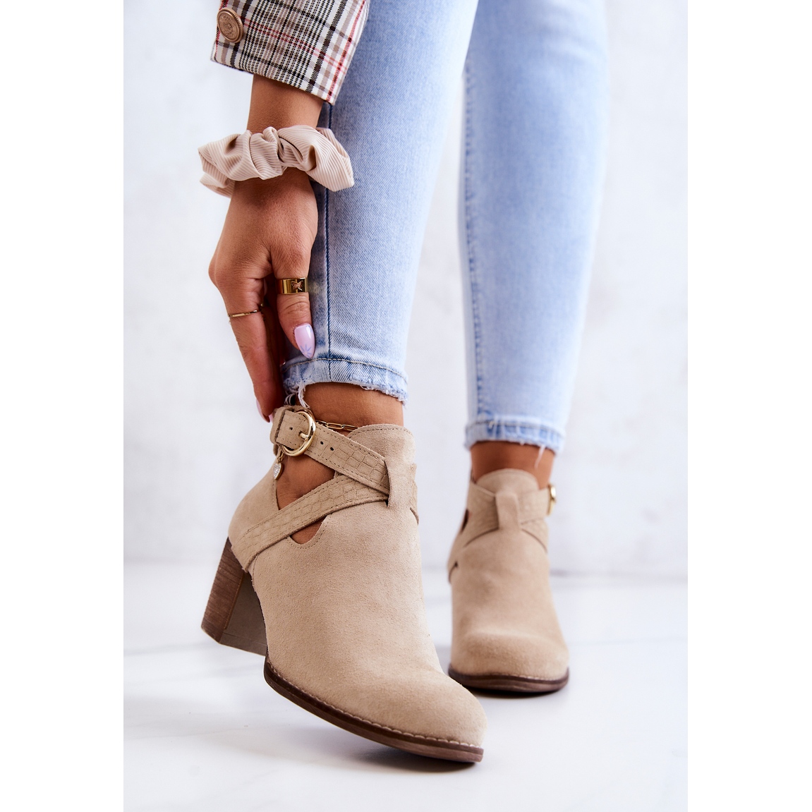 Brown Beige Cut Out Boots Zshosam Women's Ankle Boots Low Heels