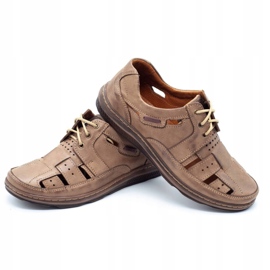 KENT Men's summer shoes openwork 600 brown 1