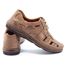KENT Men's summer shoes openwork 600 brown 4