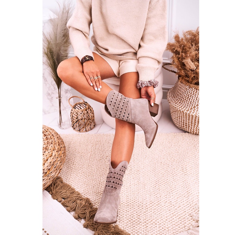 Nicole Women's Cowboy Boots On a Heel Suede Cappuccino Emily beige 2 Nicole Women's Cowboy Boots On a Heel Suede Cappuccino Emily beige 2