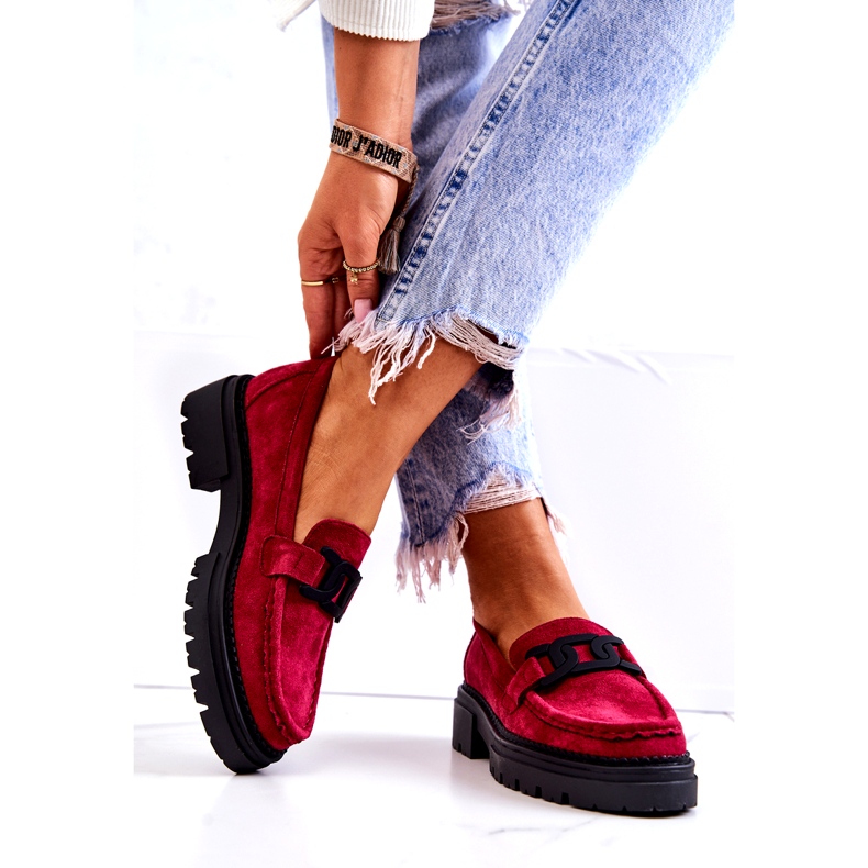 PL5 Suede Loafers With La.Fi Decoration Fuchsia Laurene red pink blue 3