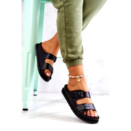 S.Barski Black Corina Slippers With Buckle 4
