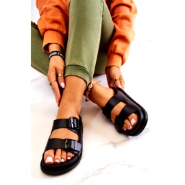 S.Barski Black Corina Slippers With Buckle 3