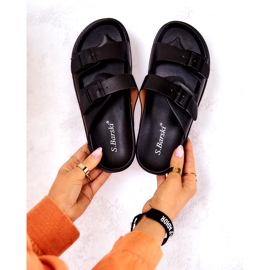 S.Barski Black Corina Slippers With Buckle 5