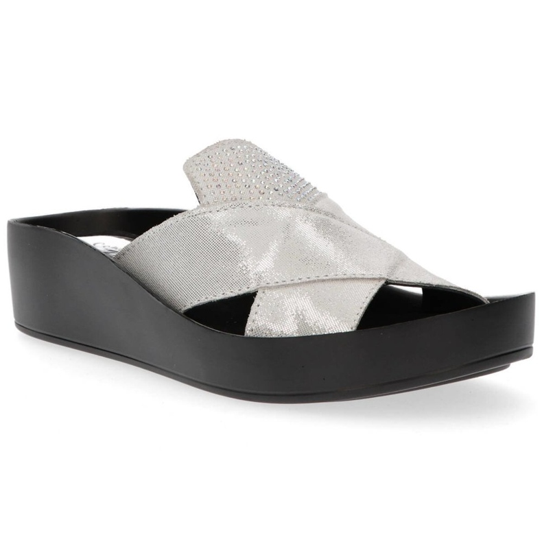 Leather slippers Filippo DK1222 / 20 Si silver 2