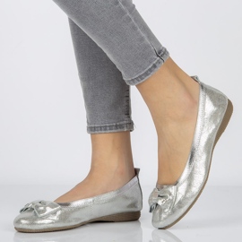 Leather ballerinas Filippo DP1409 / 20 Si silver grey 1