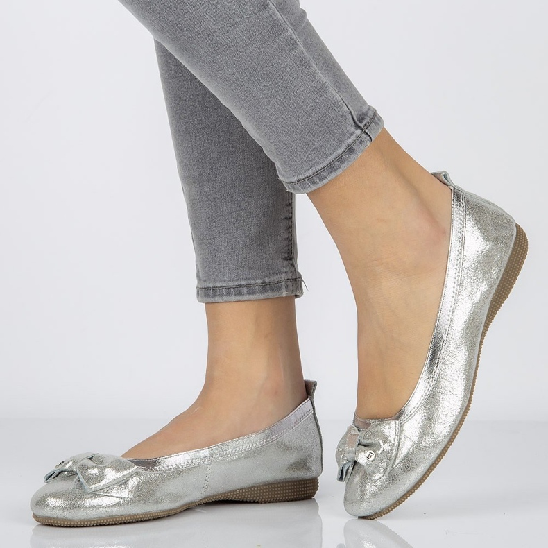 Leather ballerinas Filippo DP1409 / 20 Si silver grey 1