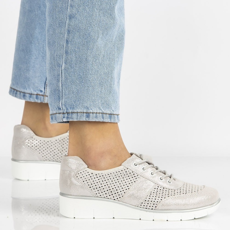 Leather shoes Filippo DP028 / 20 Si silver grey 2