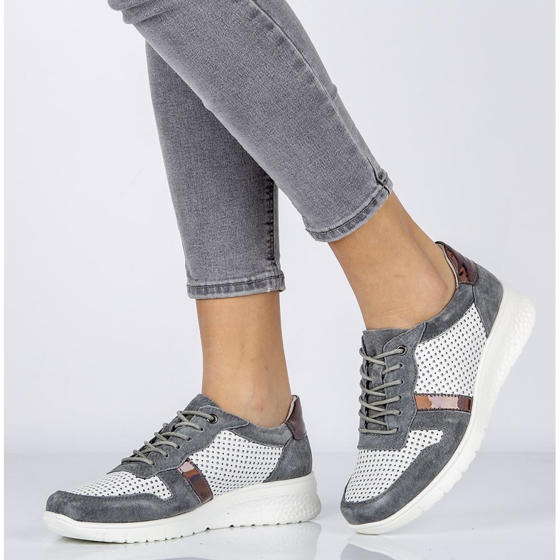 Leather shoes Filippo DP1389 / 20 Wh Gr Gray white grey yellow 1 Leather shoes Filippo DP1389 / 20 Wh Gr Gray white grey yellow 1