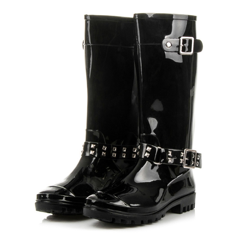 Rain boots with detachable buckle black 1