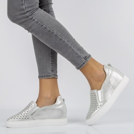 Leather shoes Filippo DP1398 / 20 Si silver 1