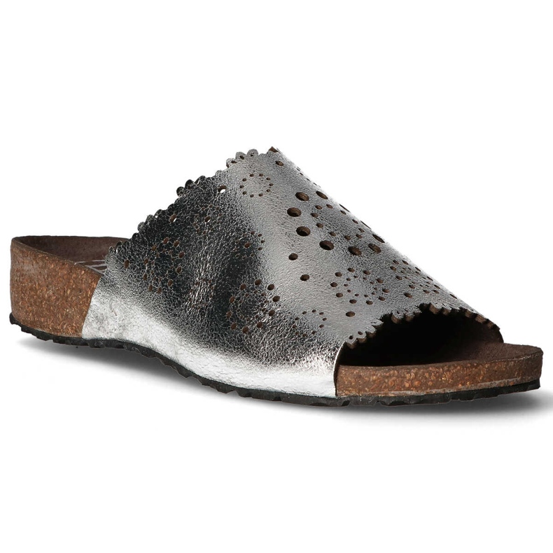 Leather slippers Filippo DK1270 / 20 Si silver 2