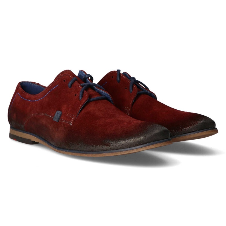 Leather shoes Filippo 239 burgundy velor red 2