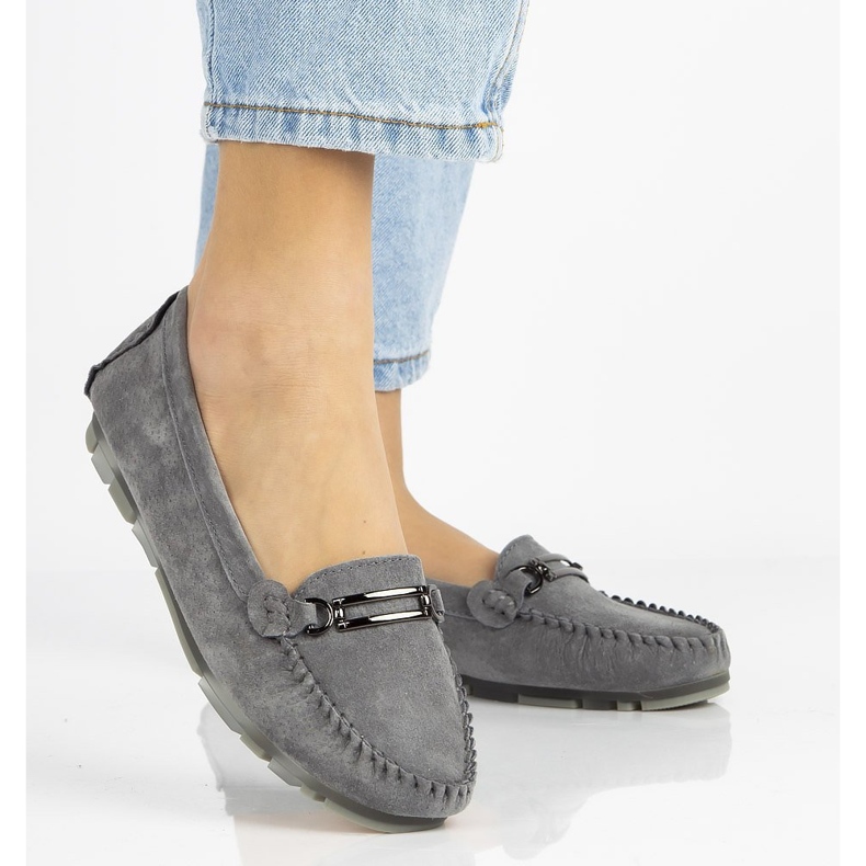 Leather loafers Filippo DP1202 / 21 Gr gray grey 2