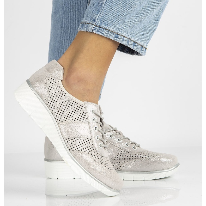 Leather shoes Filippo DP028 / 21 Si silver laced 2