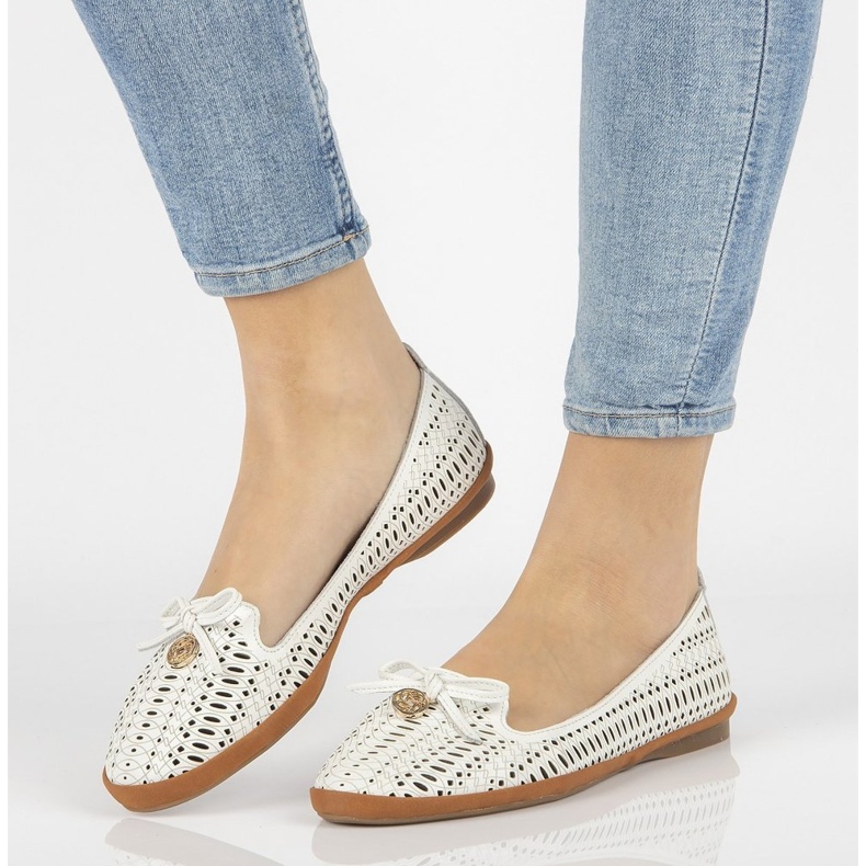 Leather openwork lords Filippo DP2034 / 21 Wh white 1