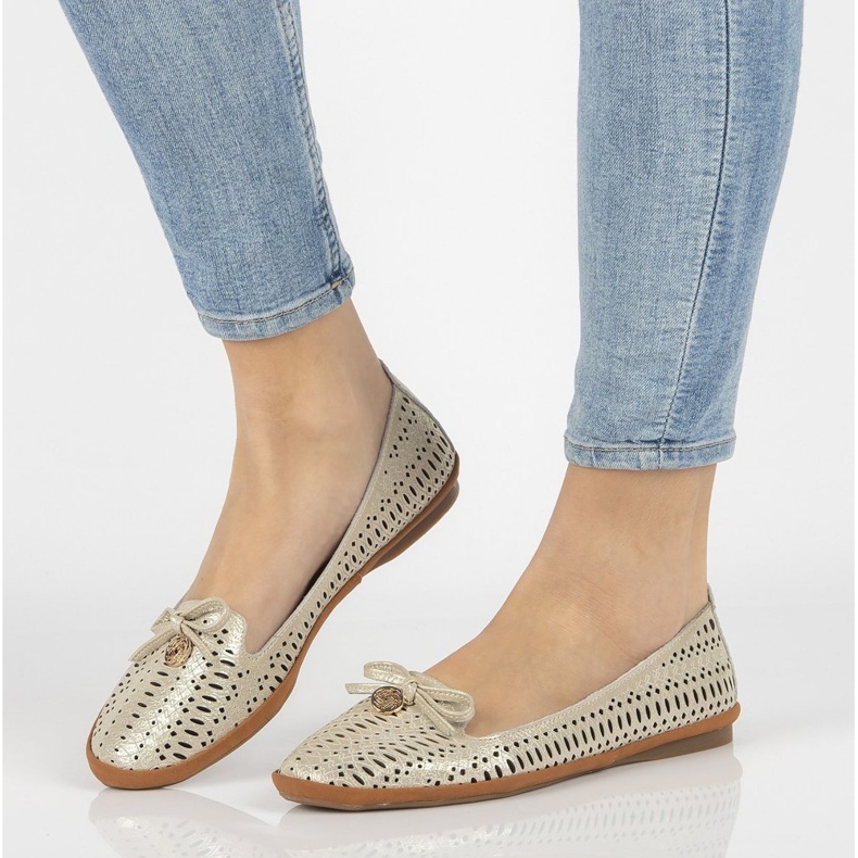 Leather openwork lords Filippo DP2034 / 21 Go golden 2