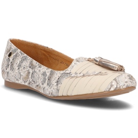 Leather ballerinas Filippo 04016 beige golden 1