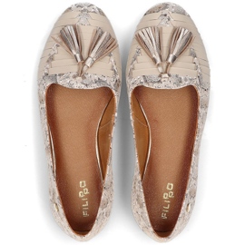 Leather ballerinas Filippo 04016 beige golden 2