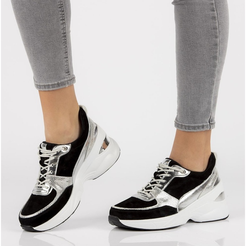 Leather Sneakers Filippo DP2056 / 21 Bk Si black silver 1 Leather Sneakers Filippo DP2056 / 21 Bk Si black silver 1