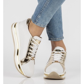 Leather sneakers Filippo 096 white and gold golden 1