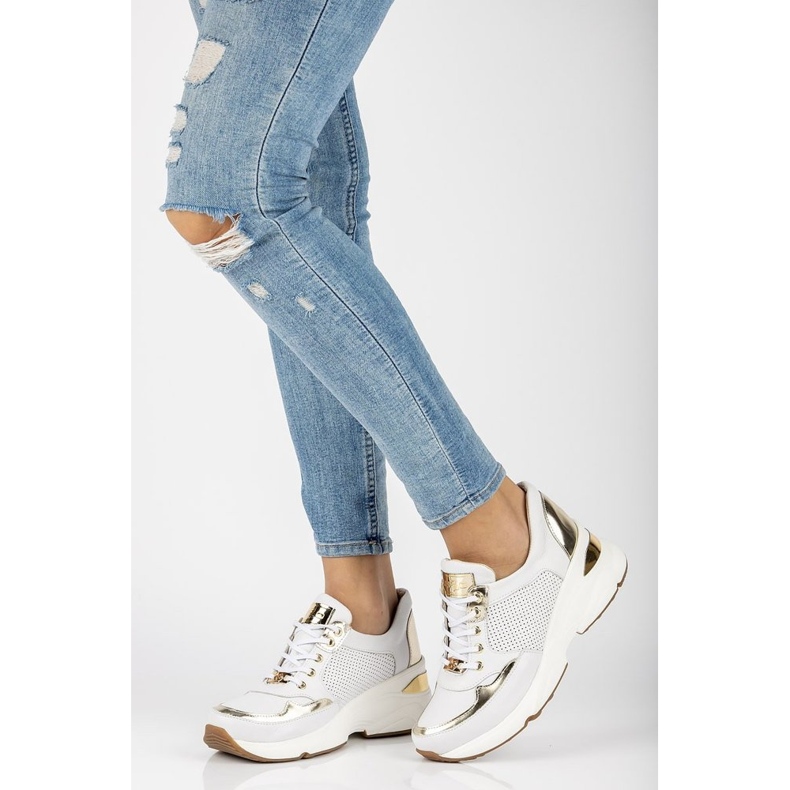 Leather sneakers Filippo 087D white gold golden 2 Leather sneakers Filippo 087D white gold golden 2