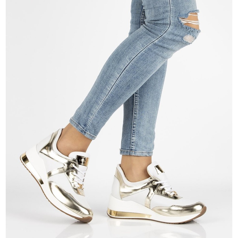 Leather sneakers Filippo 086 white golden 1 Leather sneakers Filippo 086 white golden 1