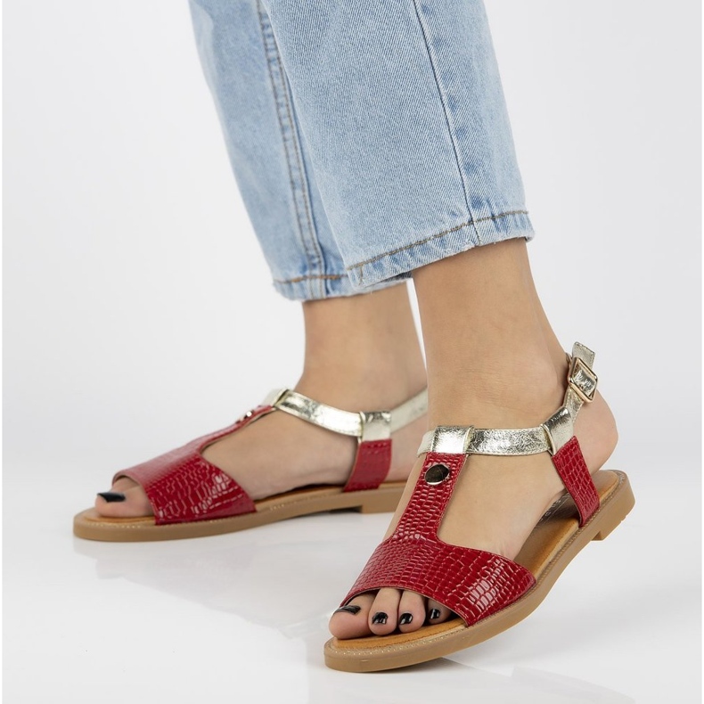 Filippo DS2099 / 21 Rd red sandals golden 1