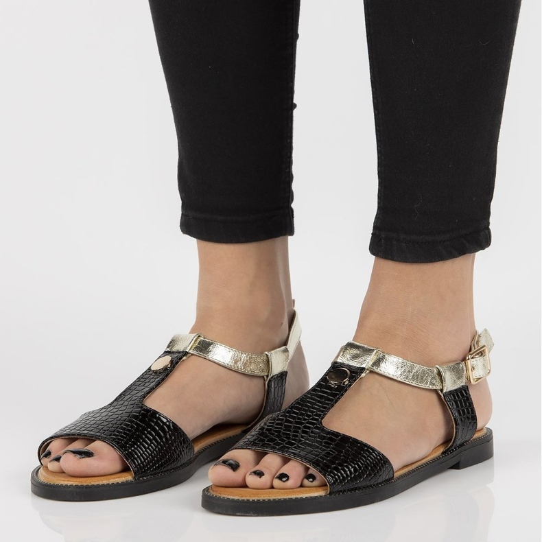 Filippo DS2099 / 21 Bk black sandals golden 1