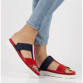 Leather slippers Filippo DK2170 / 21 Rd Nv red navy blue 1