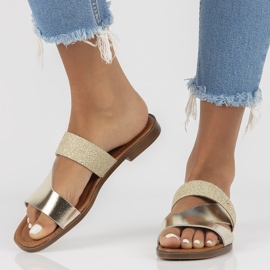 Leather slippers Filippo 40 260 gold golden 1