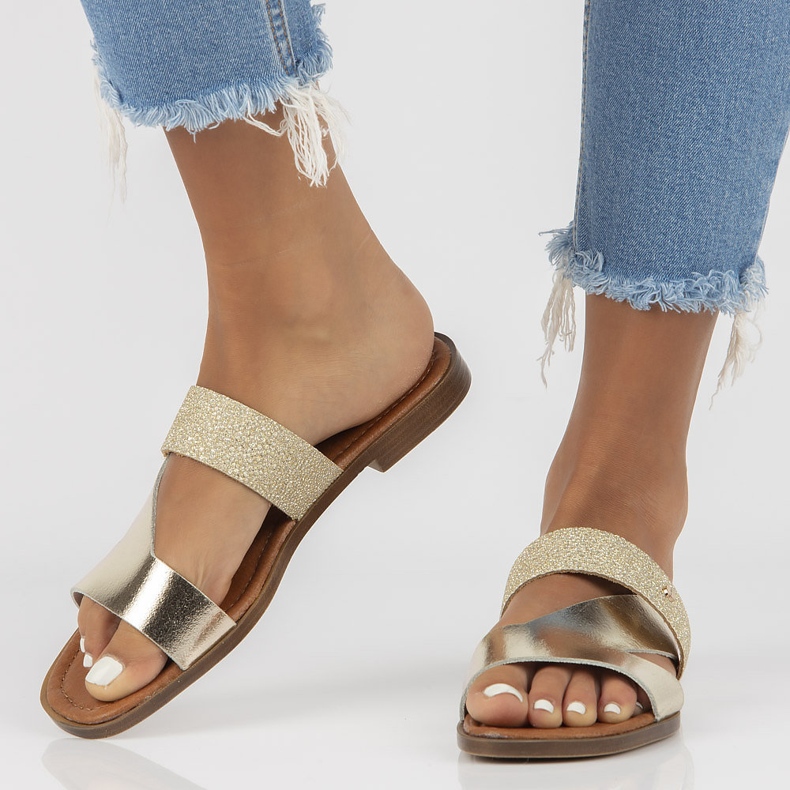 Leather slippers Filippo 40 260 gold golden 1