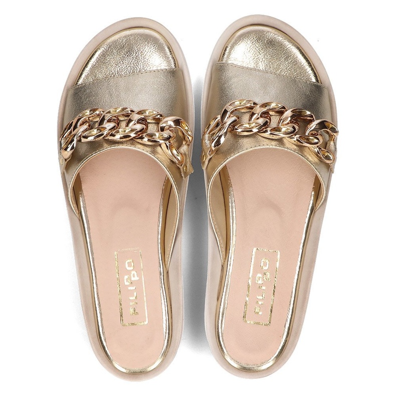 Leather slippers Filippo 105 gold golden 1