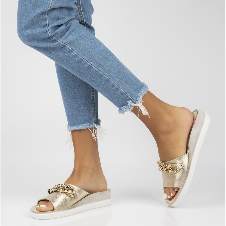 Leather slippers Filippo 105 gold golden 2 Leather slippers Filippo 105 gold golden 2