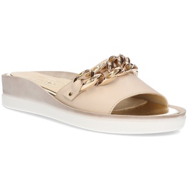 Leather slippers Filippo 105 beige 1