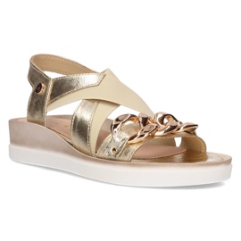 Leather sandals Filippo 109 beige and gold 2