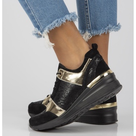 Leather sneakers Filippo DP3170 / 21 Bk black gold golden 1