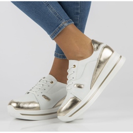 Leather sneakers Filippo DP3407 / 21 Wh white golden 1 Leather sneakers Filippo DP3407 / 21 Wh white golden 1