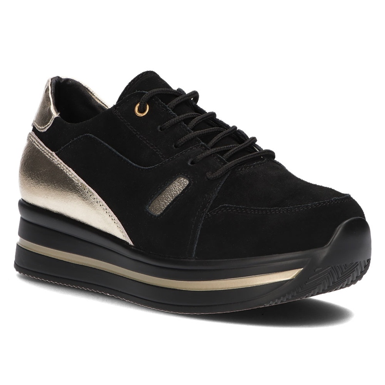 Leather sneakers Filippo DP3407 / 21 Bk Go Black golden 1