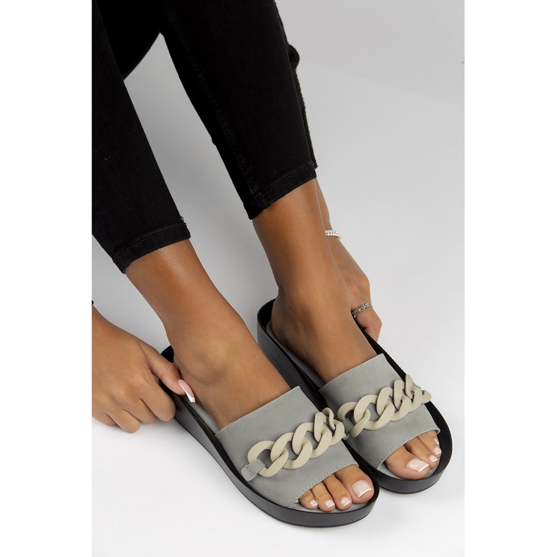 Leather slippers Filippo DK3593 / 22 Gr gray grey 2