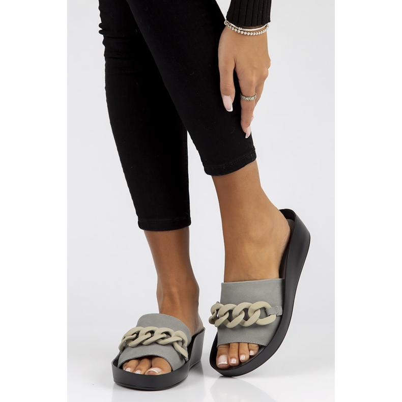 Leather slippers Filippo DK3593 / 22 Gr gray grey 1