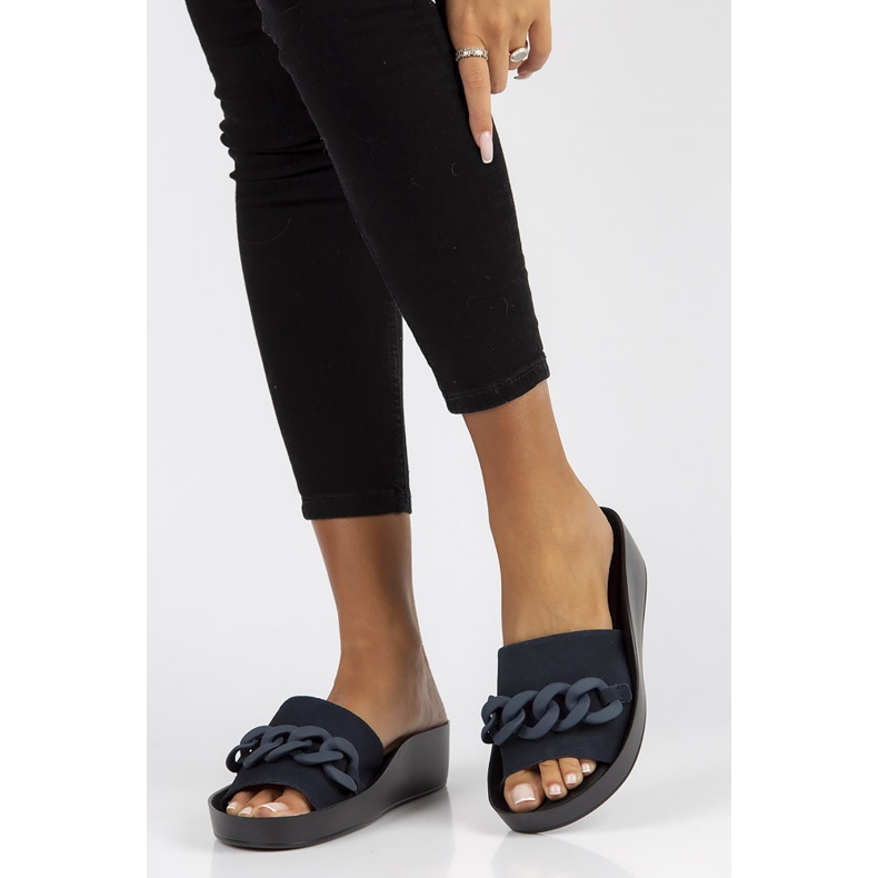 Leather slippers Filippo DK3593 / 22 Nv navy blue 1