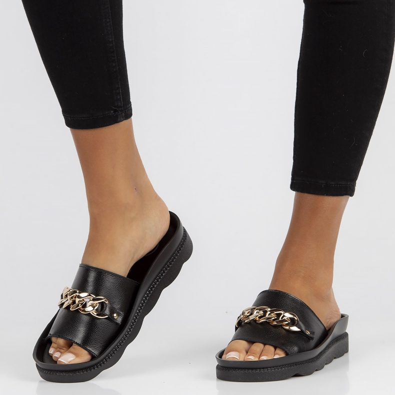 Leather slippers Filippo DK3597 / 22 Bk black 2