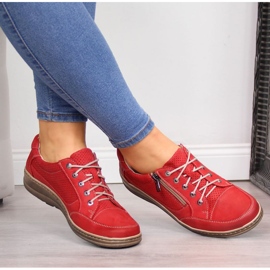 Leather shoes with zipper Helios W H357A red 2