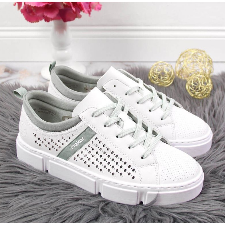 Leather openwork shoes Rieker W RKR509 white 2