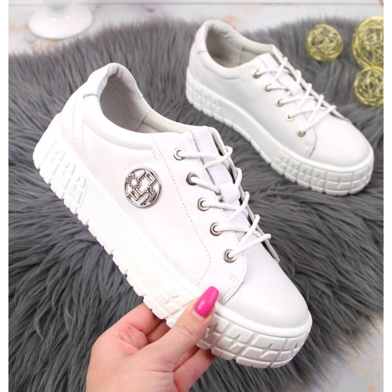 Leather platform shoes Filippo W PAW320A white 1