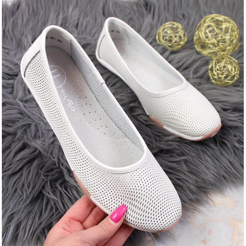 Leather openwork ballerinas Filippo W PAW322 white 1