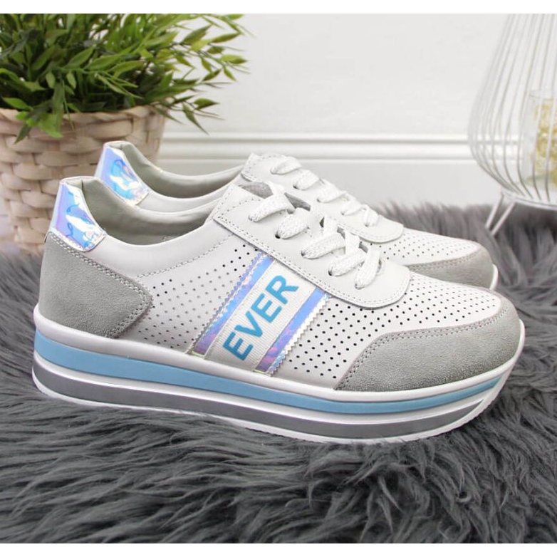 Leather sneakers on the holo platform Filippo W PAW150C white 2