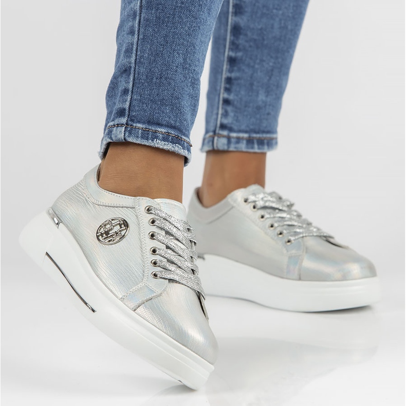 Leather shoes FILIPPO DP3506 / 22 Si silver 1 Leather shoes FILIPPO DP3506 / 22 Si silver 1