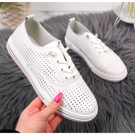 Leather openwork shoes Vinceza W JAN85 white 1
